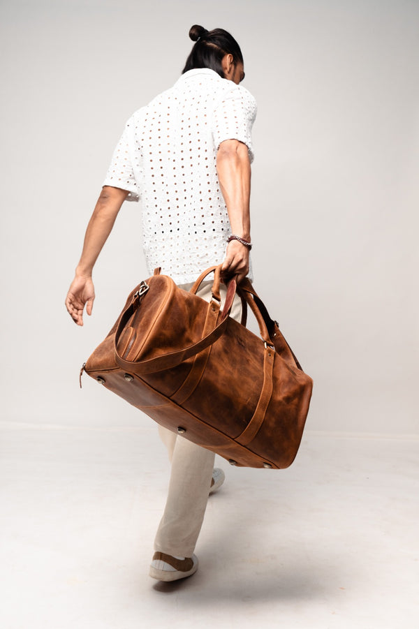 Two Tone Brown Duffle Bag